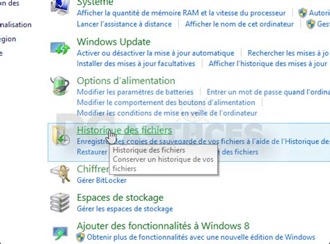 Activer historique des fichiers windows 8.1